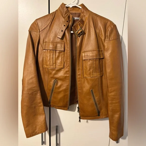 Genuine Italian Brown Leather Vintage Women’s Moto Jacket, Purchased in Florence - Picture 1 of 5
